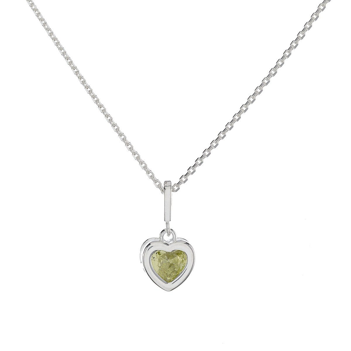 Sterling Silver CZ Heart Pendant Necklace 