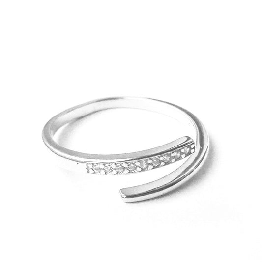 Sterling Silver Rhodium Plated CZ Ring