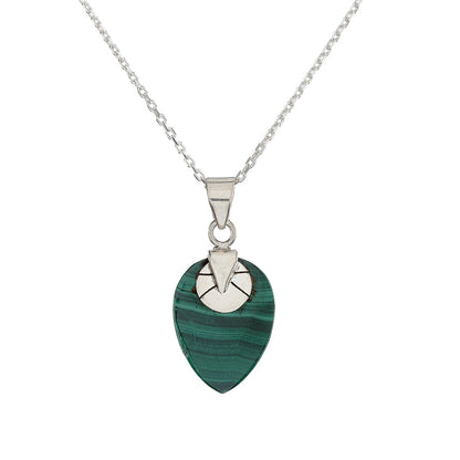 Sterling Silver Malachite Pendant Necklace