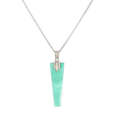 Sterling Silver Green Onyx Pendant Necklace