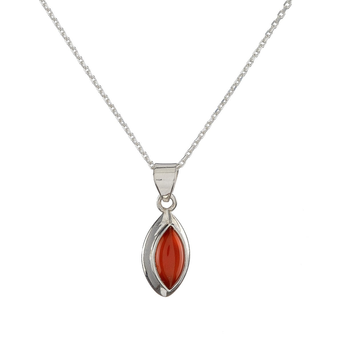 Sterling Silver Carnelian Pendant Necklace