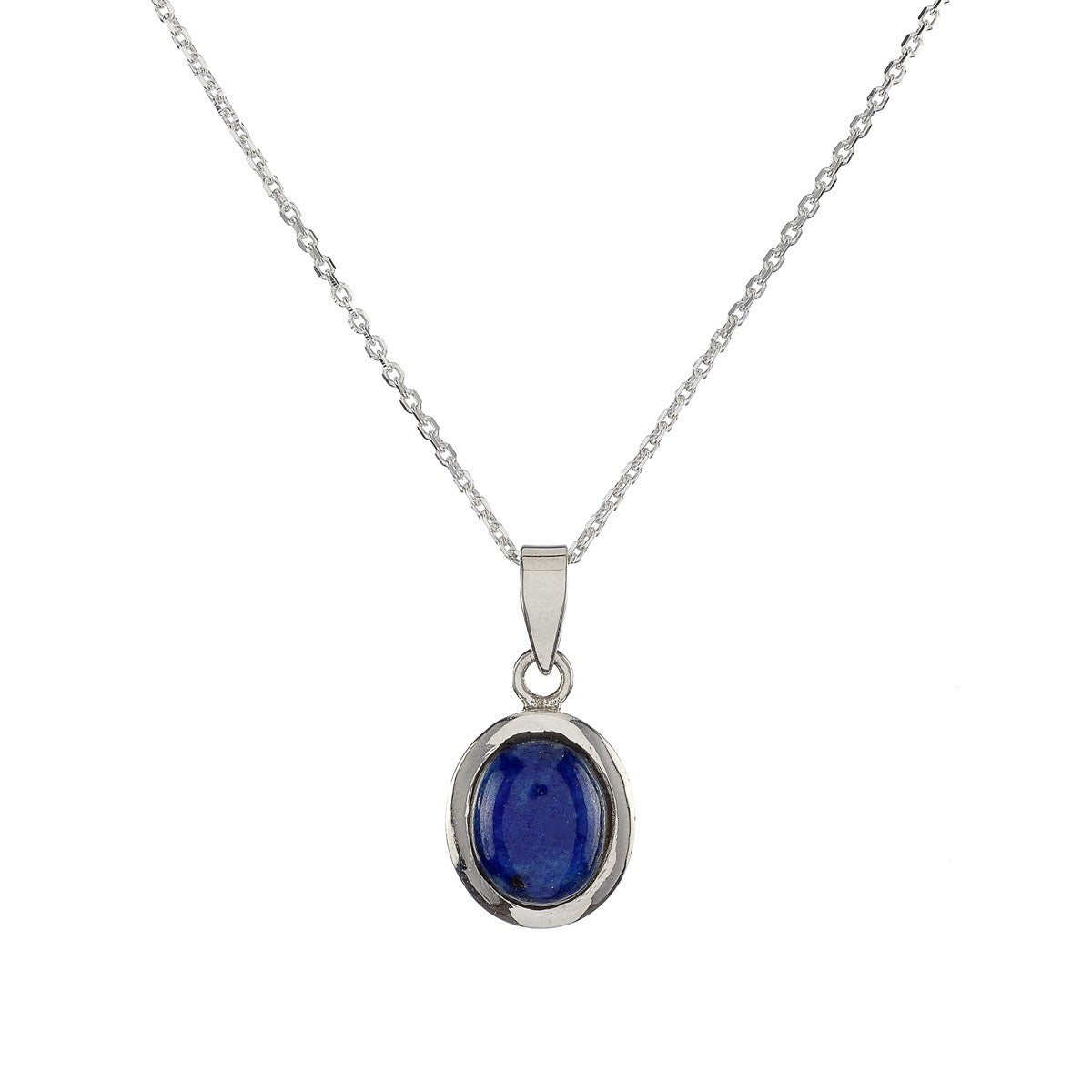 Sterling Silver Oval Lazurite Pendant Necklace