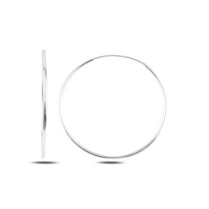 Sterling Silver Rhodium Plated 10 - 50 mm Hoops