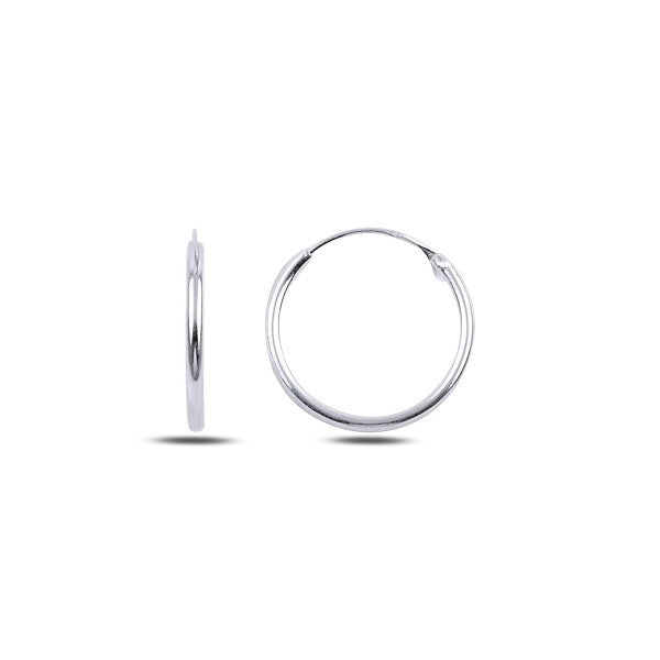 Sterling Silver Rhodium Plated 10 - 50 mm Hoops