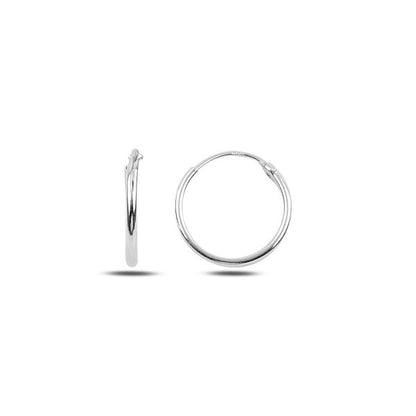 Sterling Silver Rhodium Plated 10 - 50 mm Hoops