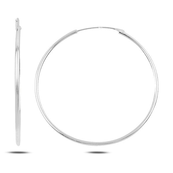 Sterling Silver Rhodium Plated 10 - 50 mm Hoops