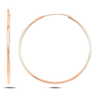 Sterling Silver Rose Gold Plated 10 - 50 mm Hoops