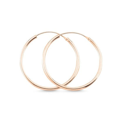 Sterling Silver Rose Gold Plated 10 - 50 mm Hoops