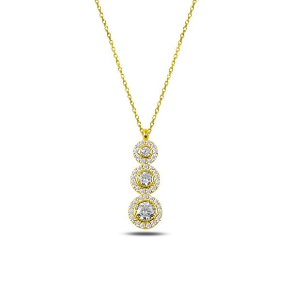 Sterling Silver Gold Plated CZ Necklace