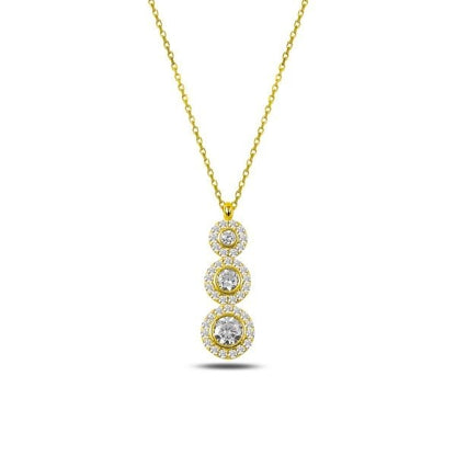 Sterling Silver Gold Plated CZ Necklace