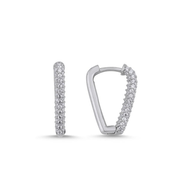 Scandinavian Silver Hoops with CZ
