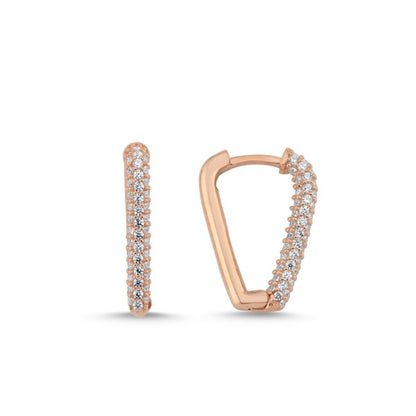 Scandinavian Silver Rose Gold Plated Hoops with CZ