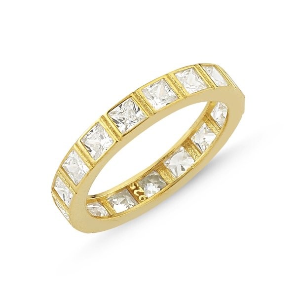 Sterling Silver Gold Plated Square CZ Ring