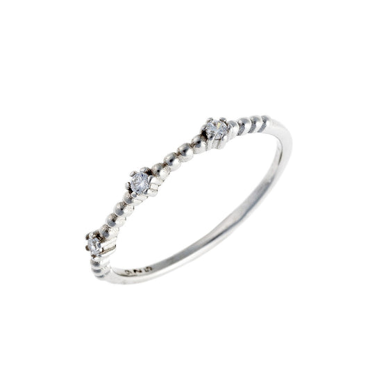 Sterling Silver Rhodium Plated CZ Ring