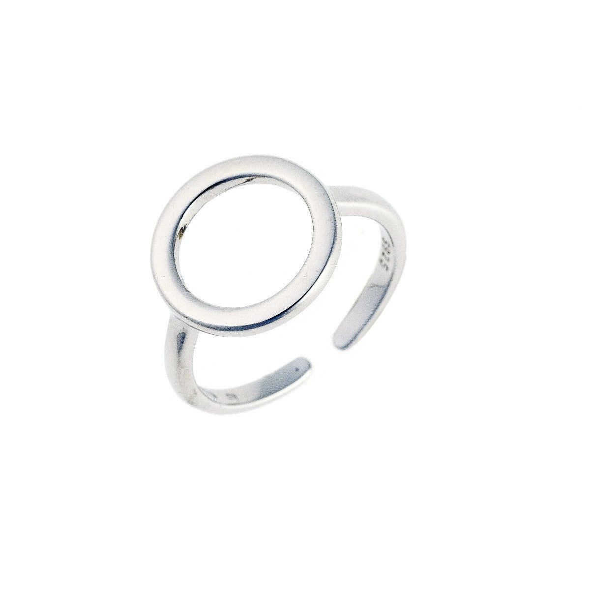 Sterling Silver Rhodium Plated Circle Ring