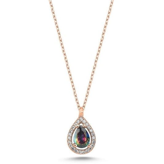 Sterling Silver Rose Gold Plated Mystic Topaz Necklace