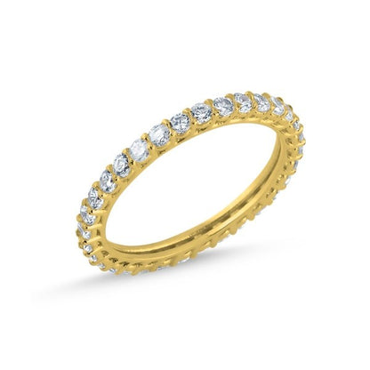 Sterling Silver Gold Plated 2 mm CZ Band Ring