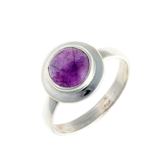 Sterling Silver Round Amethyst Ring