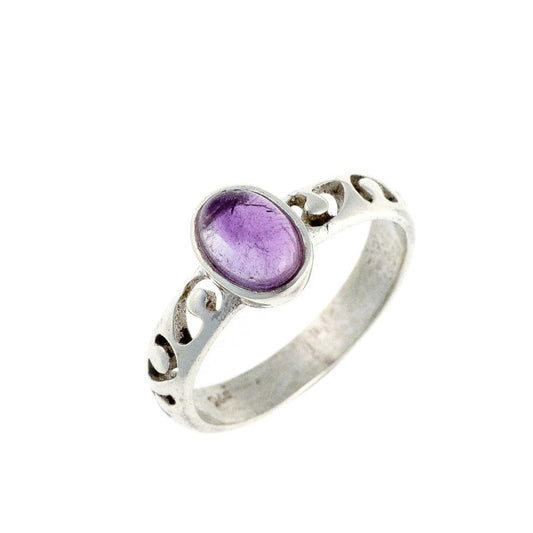 Amethyst stone silver ring