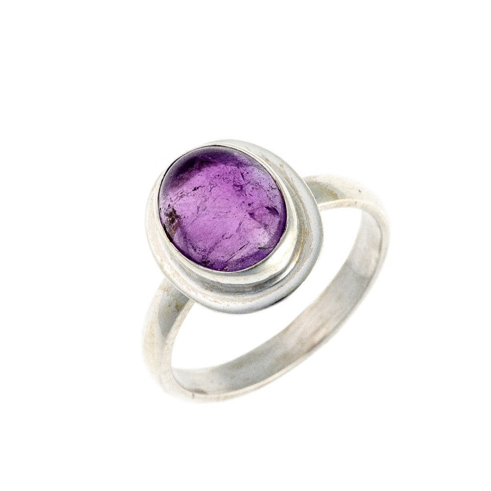 Amethyst stone silver ring