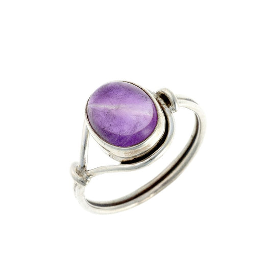 Sterling Silver Oval Amethyst Ring