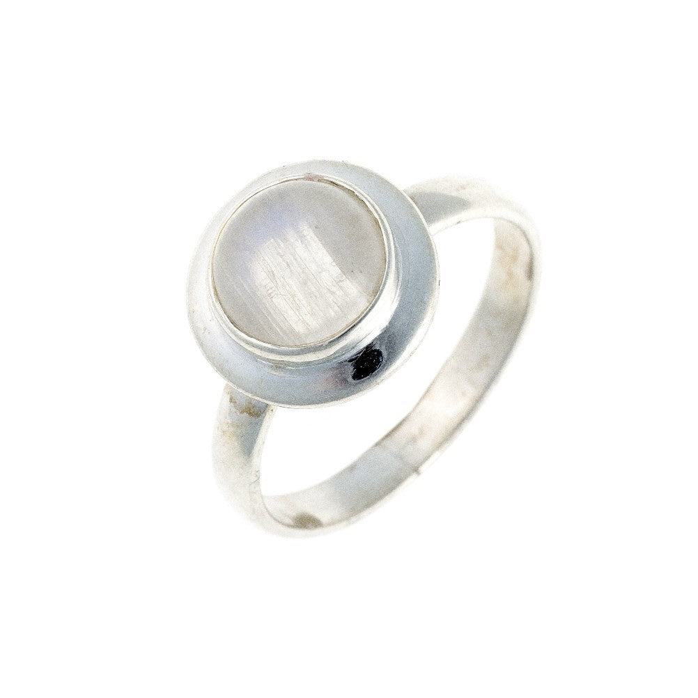 Sterling Silver Round Moonstone Ring