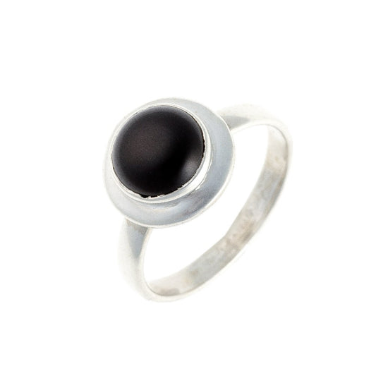 Sterling Silver Round Black Onyx Ring