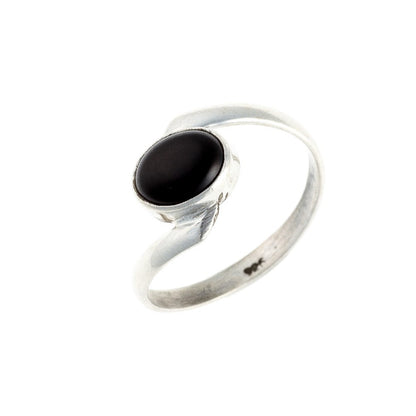 Sterling Silver Oval Black Onyx Ring