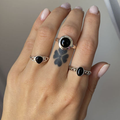 Black Onyx stone silver ring