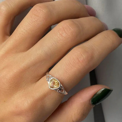 Citrine stone silver ring