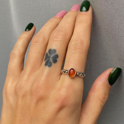 Carnelian stone silver ring