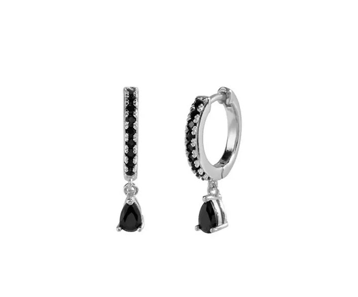 Silver Rhodium Plated Hoops with Charms