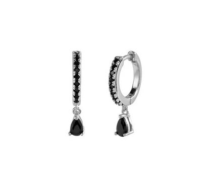 Silver Rhodium Plated Hoops with Charms