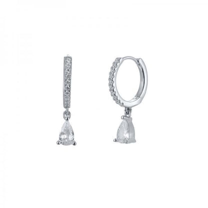 Silver Rhodium Plated Hoops with Charms