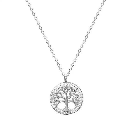 Scandinavian Silver Rhodium Plated Tree of Life Necklace