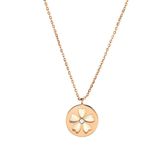 Sterling Silver Rose Gold Plated Nacre Flower Necklace