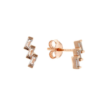 Sterling Silver Rose Gold Plated CZ Studs