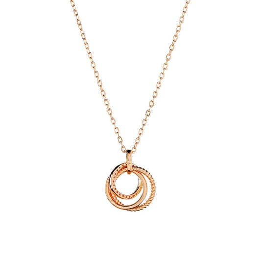 Sterling Silver Rose Gold Plated Triple Ring Necklace