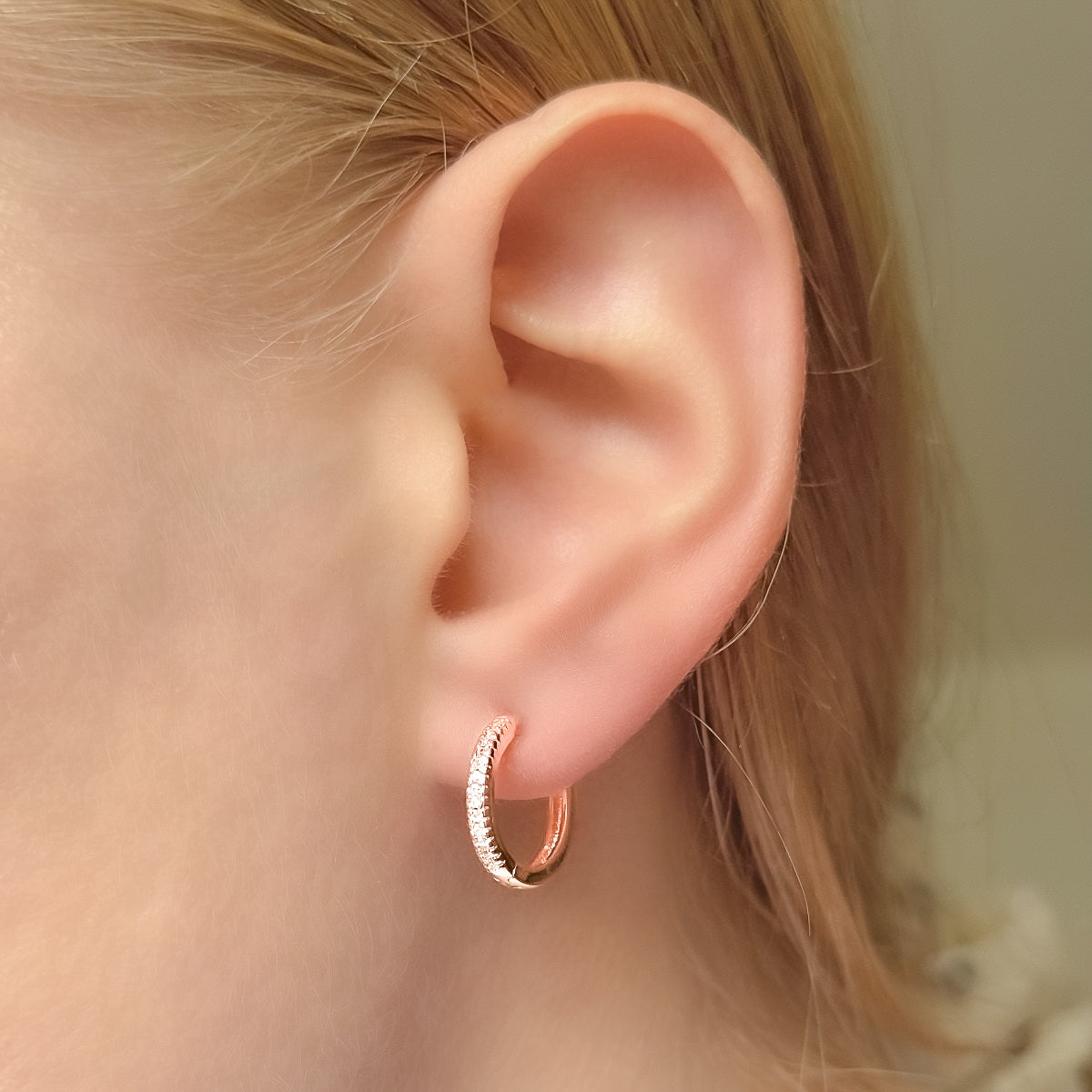 Silver Rose Gold Plated 12 - 20 CZ Hoops