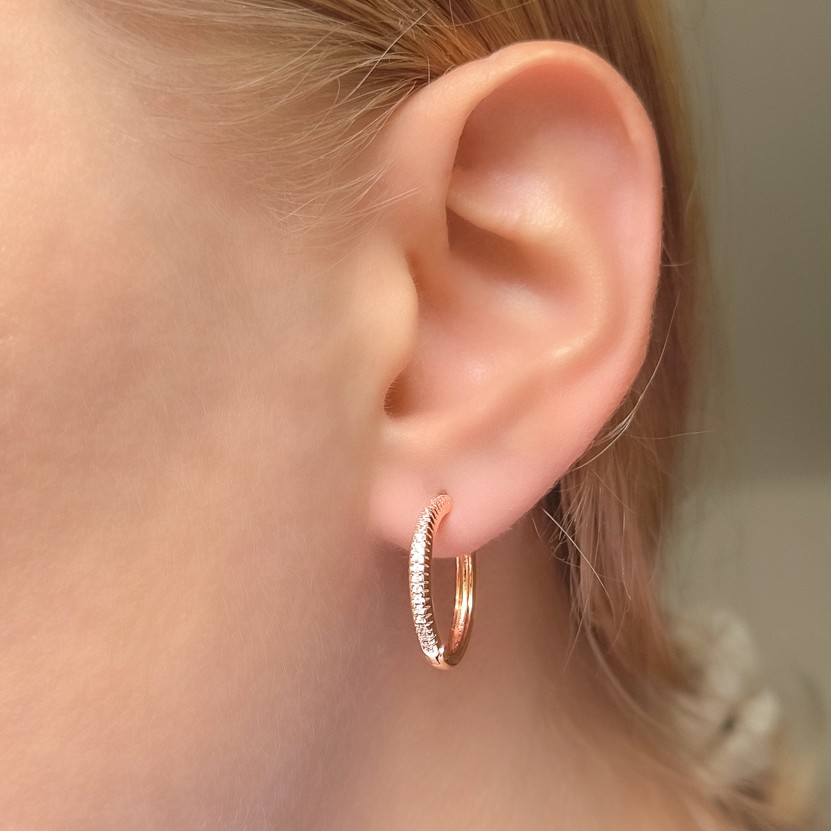 Silver Rose Gold Plated 12 - 20 CZ Hoops