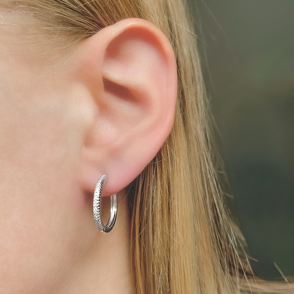 Sterling Silver Rhodium Plated 12 - 20 mm CZ Hoops