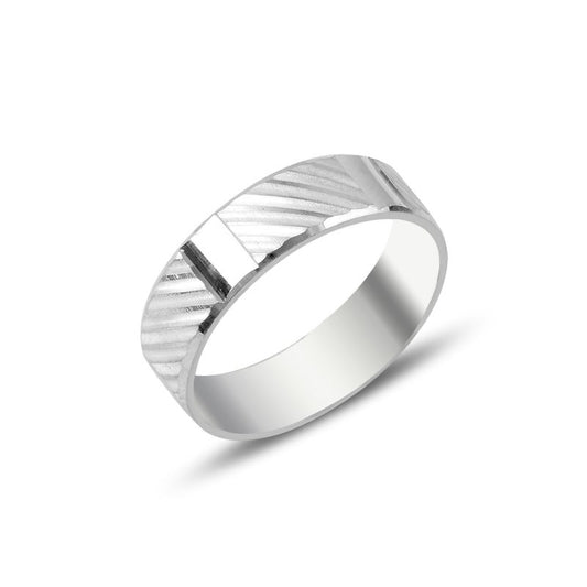 Sterling Silver Rhodium Plated 6 mm Band Ring