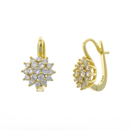 Prabangūs sidabro auskarai su žėrinčiais cirkoniais (angl. užsegimas)