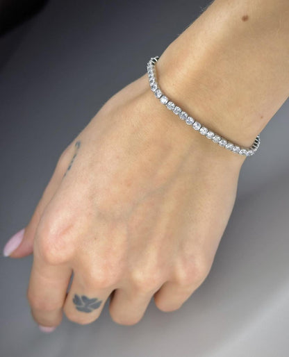 Sterling Silver Rhodium Plated 3 mm CZ Tennis Bracelet