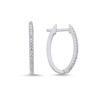 Sterling Silver Rhodium Plated Hoops with CZ