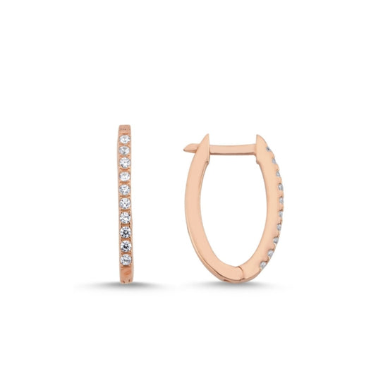 Scandinavian Silver Rose Gold Plated Hoops with CZ