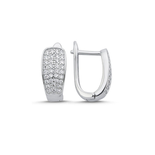 Sterling Silver Rhodium Plated English Lock Earrings