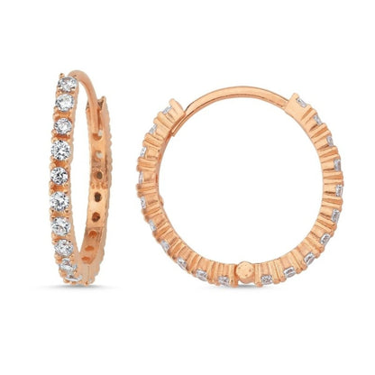 Silver Rose Gold Plated 16 - 23 mm CZ Hoops