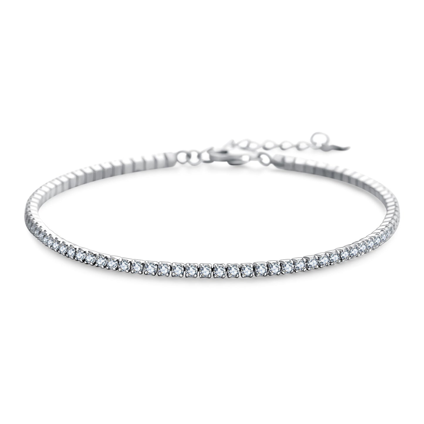 Sterling Silver Rhodium Plated 1.75 mm CZ Tennis Bracelet