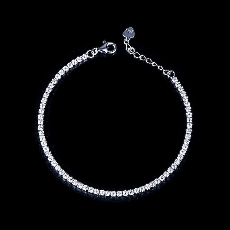 Sterling Silver Rhodium Plated 1.75 mm CZ Tennis Bracelet